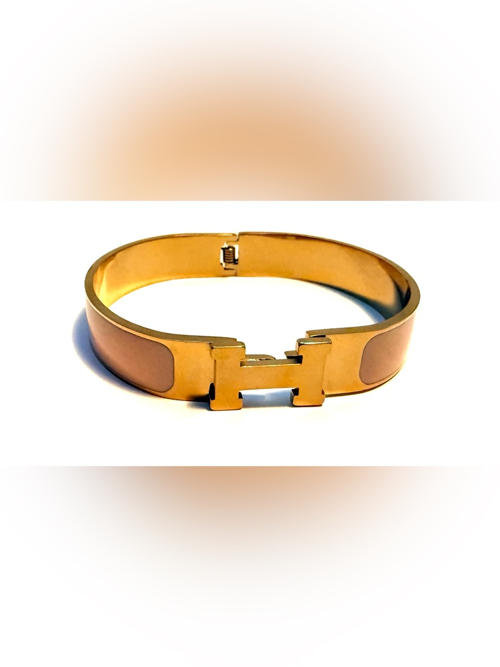 H Cream Enamel Bracelet in and Gold